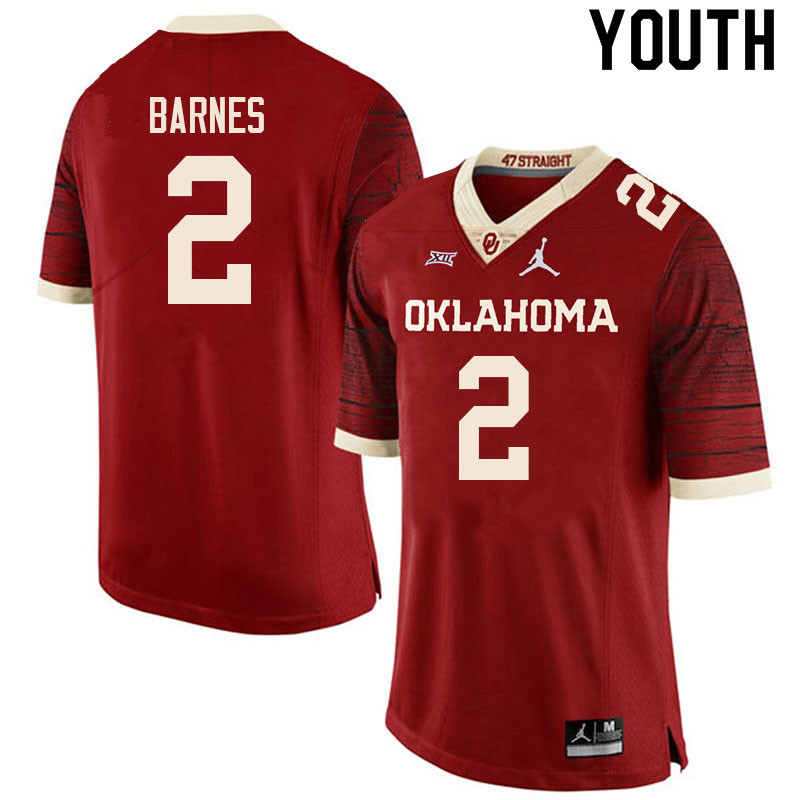 Youth #2 Jovantae Barnes Oklahoma Sooners College Football Jerseys Sale-Retro - Click Image to Close